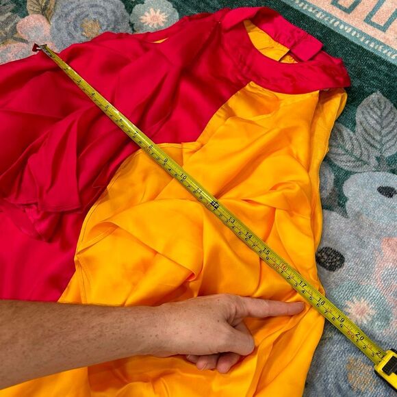 Anthropologie Pinnacle X Shruti Orange Pink Colorblock Ruffle Maxi Dress Medium - Picture 9 of 15